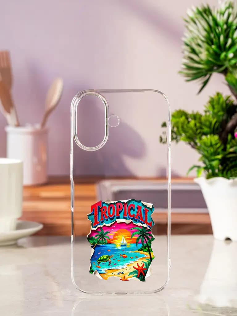Tropical Transparent Printed Mobile Case for Apple Iphone 17
