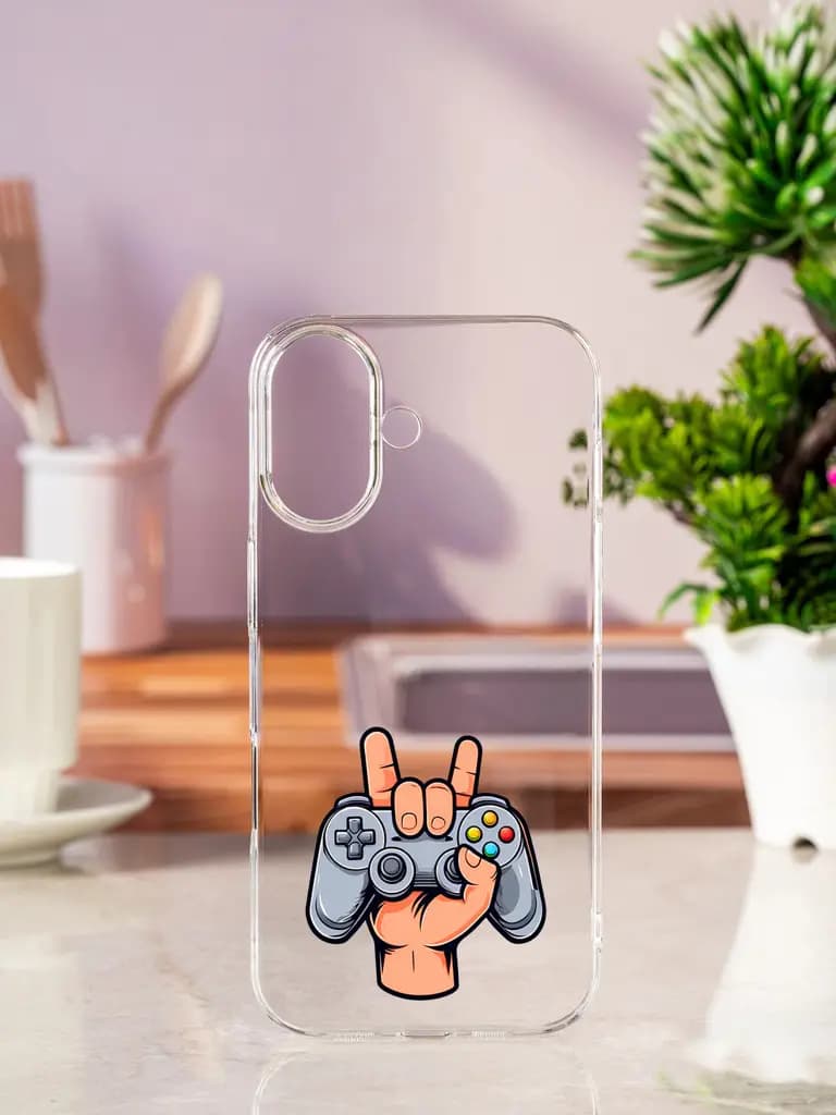 Gaming Rock Joystick Transparent Printed Mobile Case for Apple Iphone 17