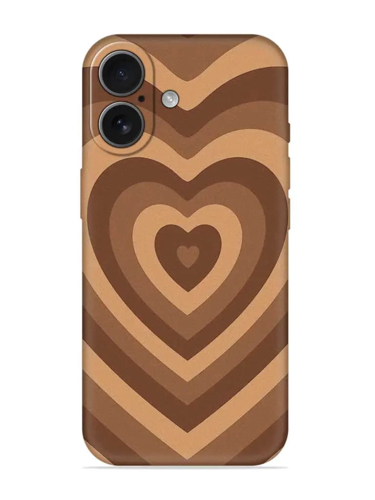 Brown Heart Embossed Soft Silicone Case for Apple Iphone 17