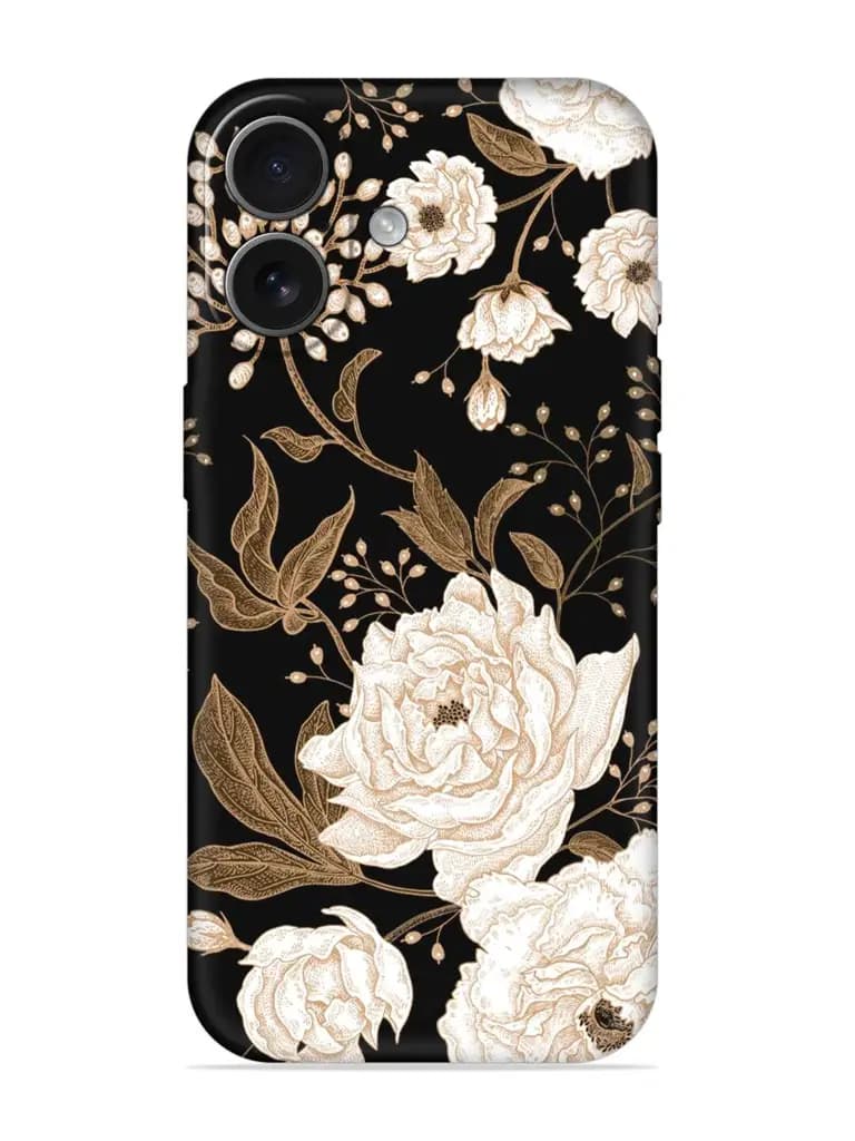 Peonies Roses Floral Embossed Soft Silicone Case for Apple Iphone 17