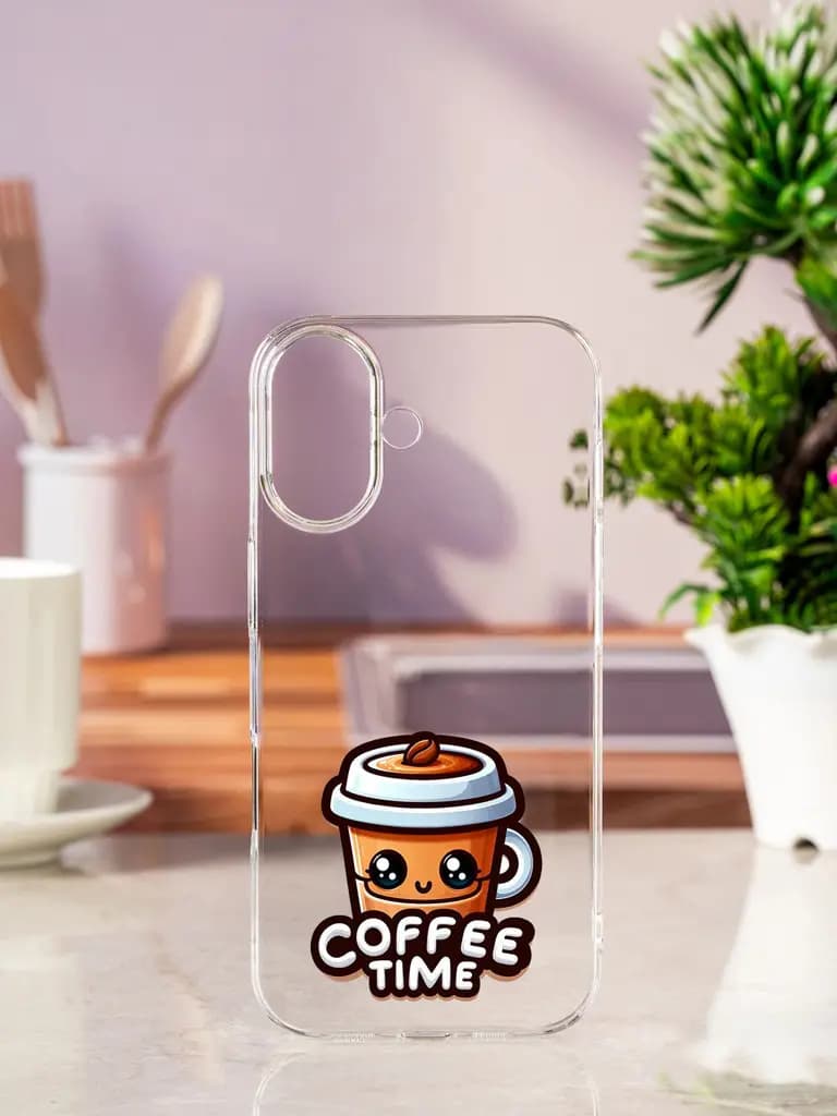 Coffee Time Transparent Printed Mobile Case for Apple Iphone 17