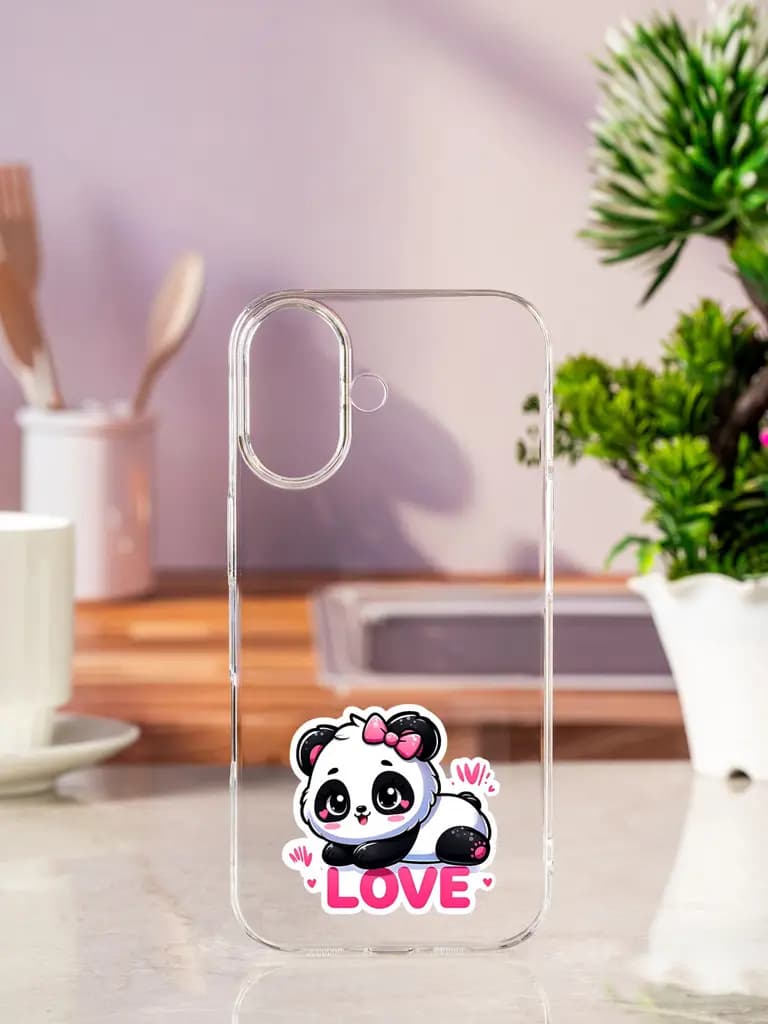Kawaii Panda Transparent Printed Mobile Case for Apple Iphone 17