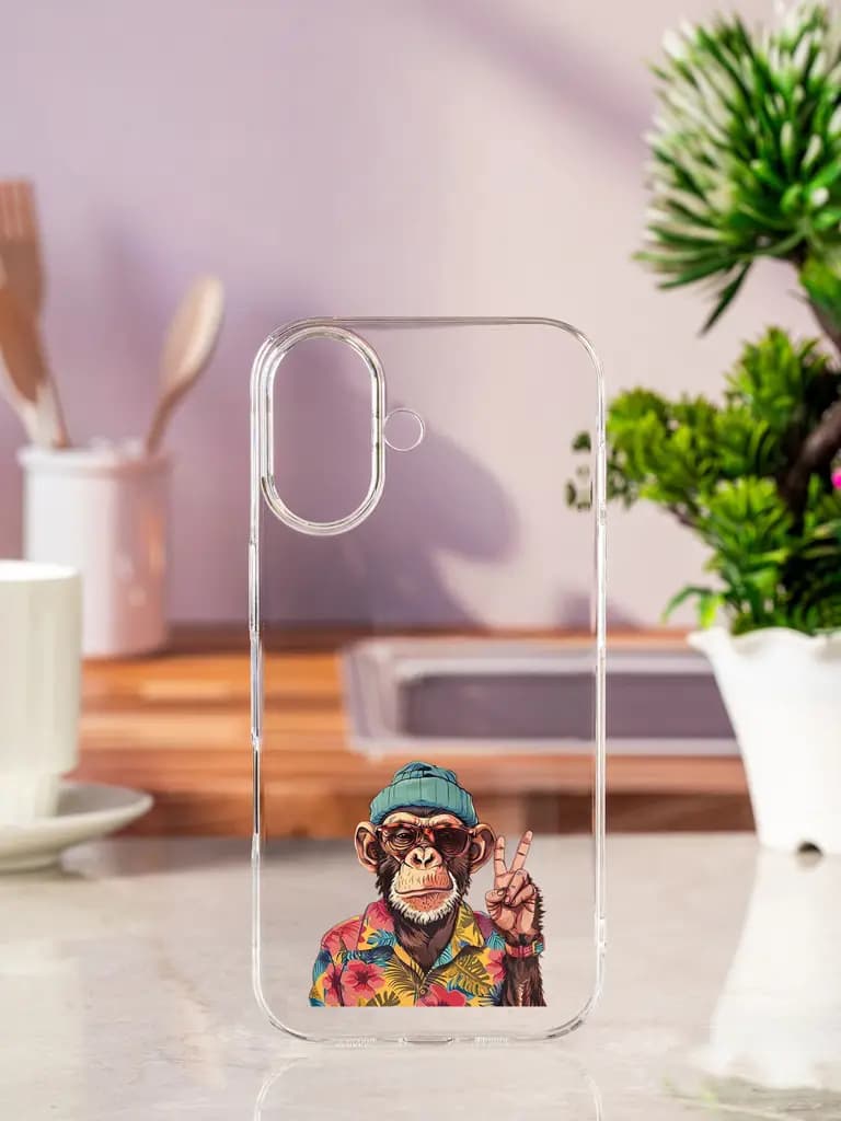 Monkey Art Transparent Printed Mobile Case for Apple Iphone 17