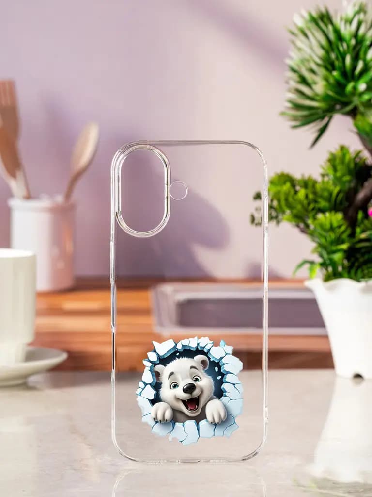Cartoon Polar Bear Transparent Printed Mobile Case for Apple Iphone 17