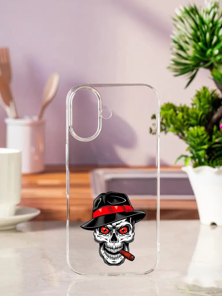 Mafia Skull Transparent Printed Mobile Case for Apple Iphone 17