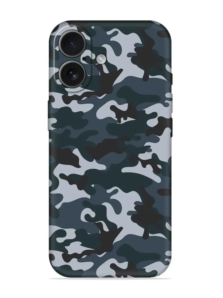 Dark Blue Army Military Art Embossed Soft Silicone Case for Apple Iphone 17