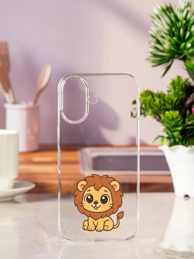 Cute Baby Lion Transparent Printed Mobile Case for Apple Iphone 17