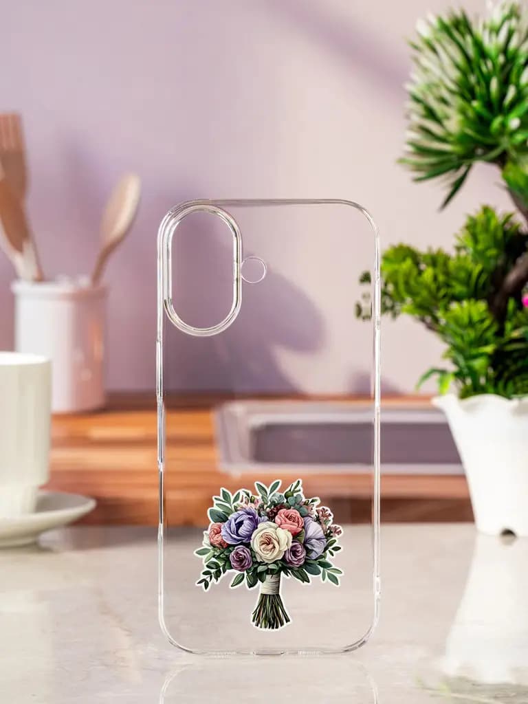 Romantic Wildflower Mix Transparent Printed Mobile Case for Apple Iphone 17