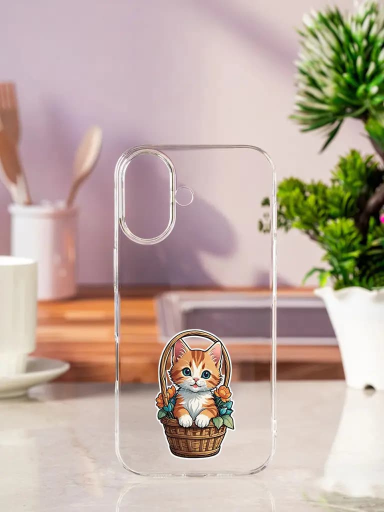 Kitten In A Basket Transparent Printed Mobile Case for Apple Iphone 17