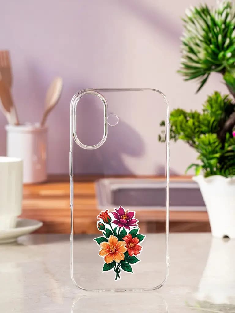 Exotic Flower Bouquet Transparent Printed Mobile Case for Apple Iphone 17