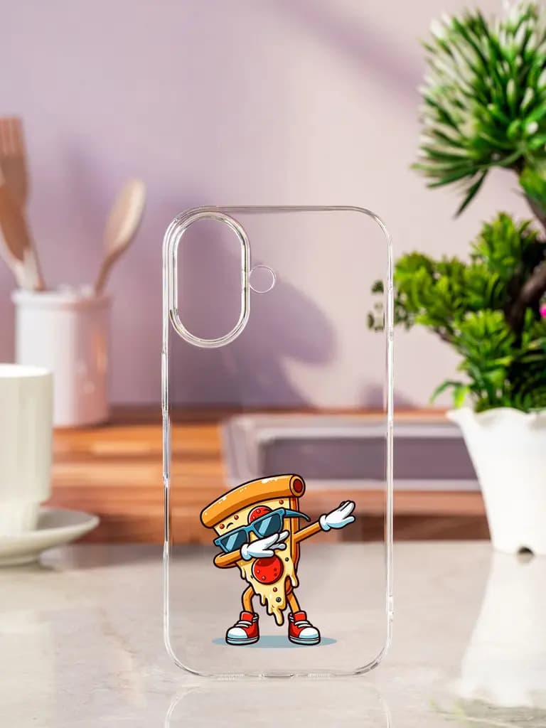 Dabbing Pizza Transparent Printed Mobile Case for Apple Iphone 17