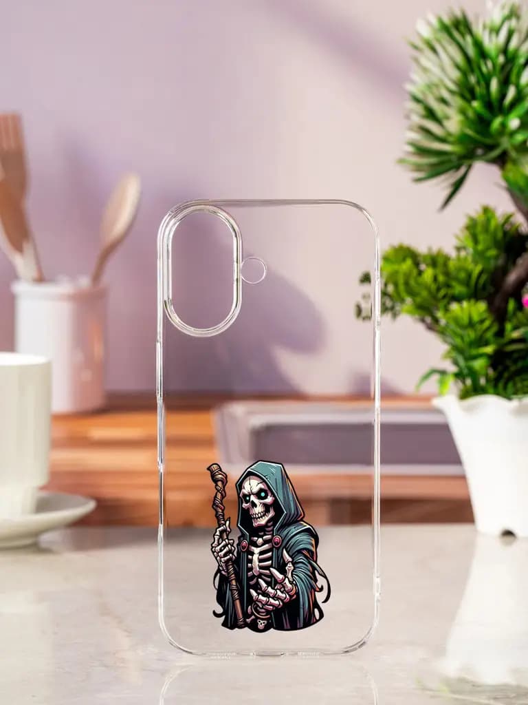 Skeleton Character Transparent Printed Mobile Case for Apple Iphone 17
