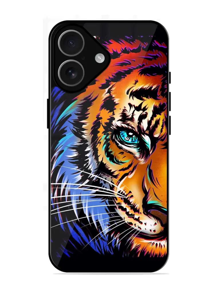 Colorful Lion Art Glossy Metal Phone Cover for Apple Iphone 17