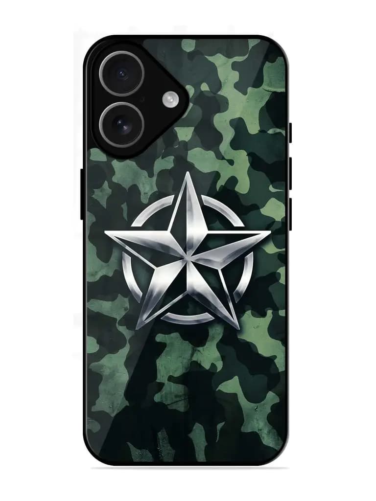 Indian Army Star Design Glossy Metal Phone Cover for Apple Iphone 17