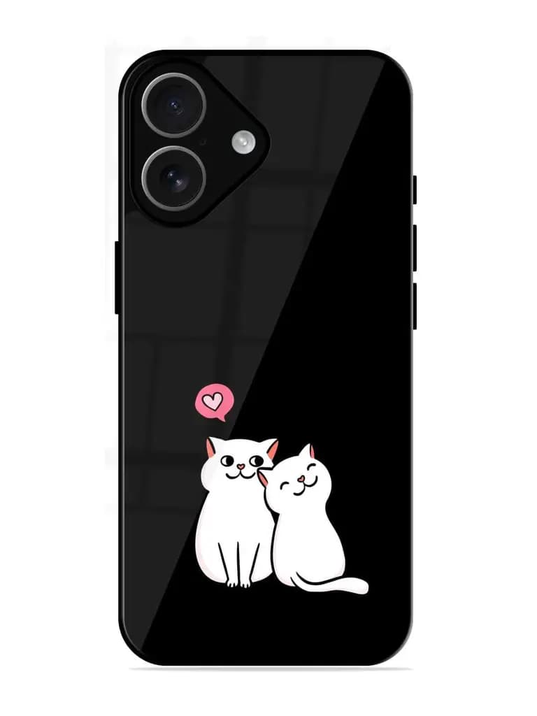 Cat Love Glossy Metal Phone Cover for Apple Iphone 17