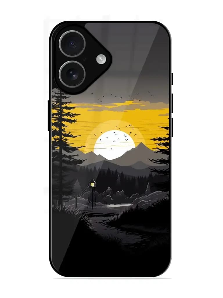 Sunset Vector Glossy Metal Phone Cover for Apple Iphone 17