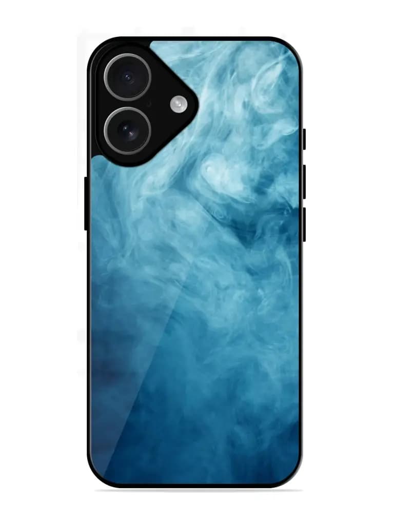 Blue Smoke Art Glossy Metal Phone Cover for Apple Iphone 17