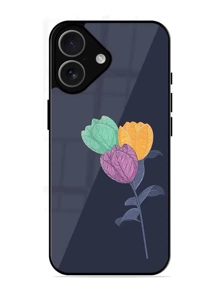 Flower Vector Glossy Metal Phone Cover for Apple Iphone 17