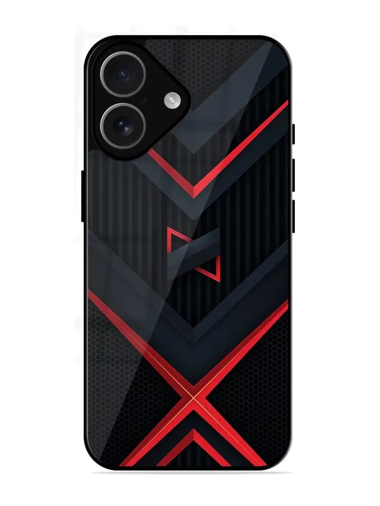Red Gray Abstract Glossy Metal Phone Cover for Apple Iphone 17