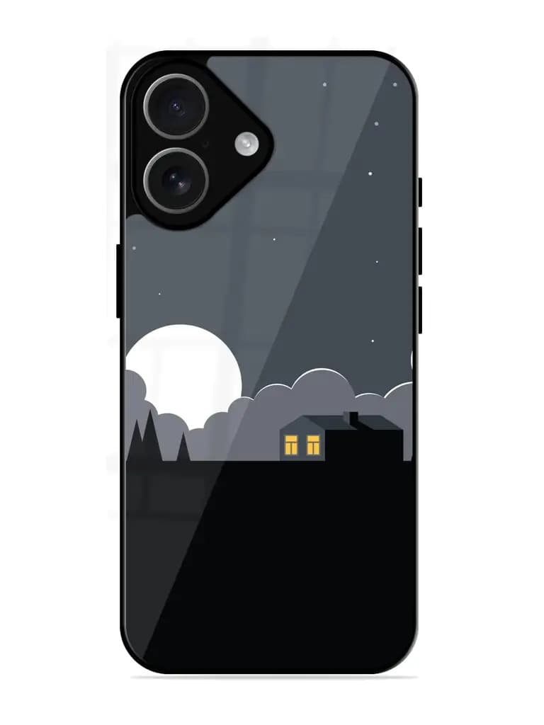 Full Moon Vector Art Glossy Metal Phone Cover for Apple Iphone 17
