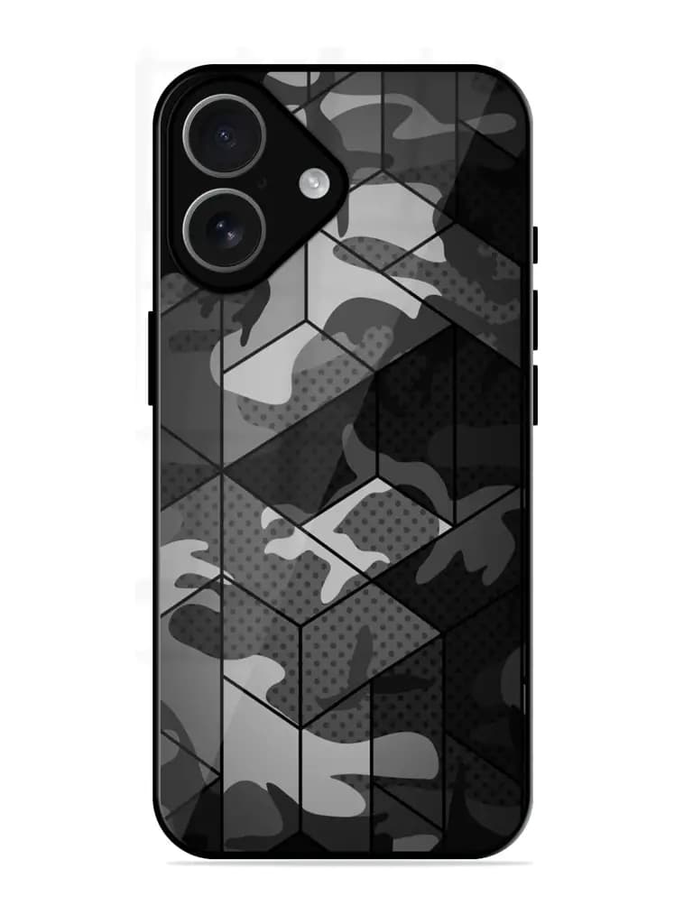 Hexagonal Pattern Glossy Metal Phone Cover for Apple Iphone 17