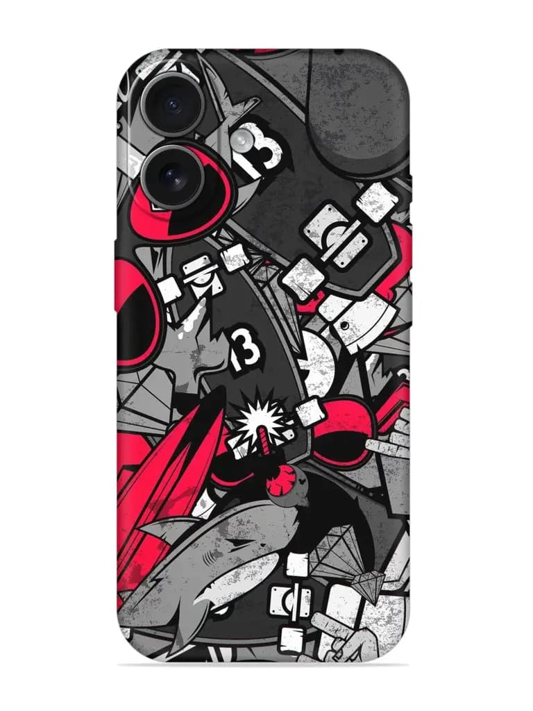 Fictional Doodle Embossed Soft Silicone Case for Apple Iphone 17