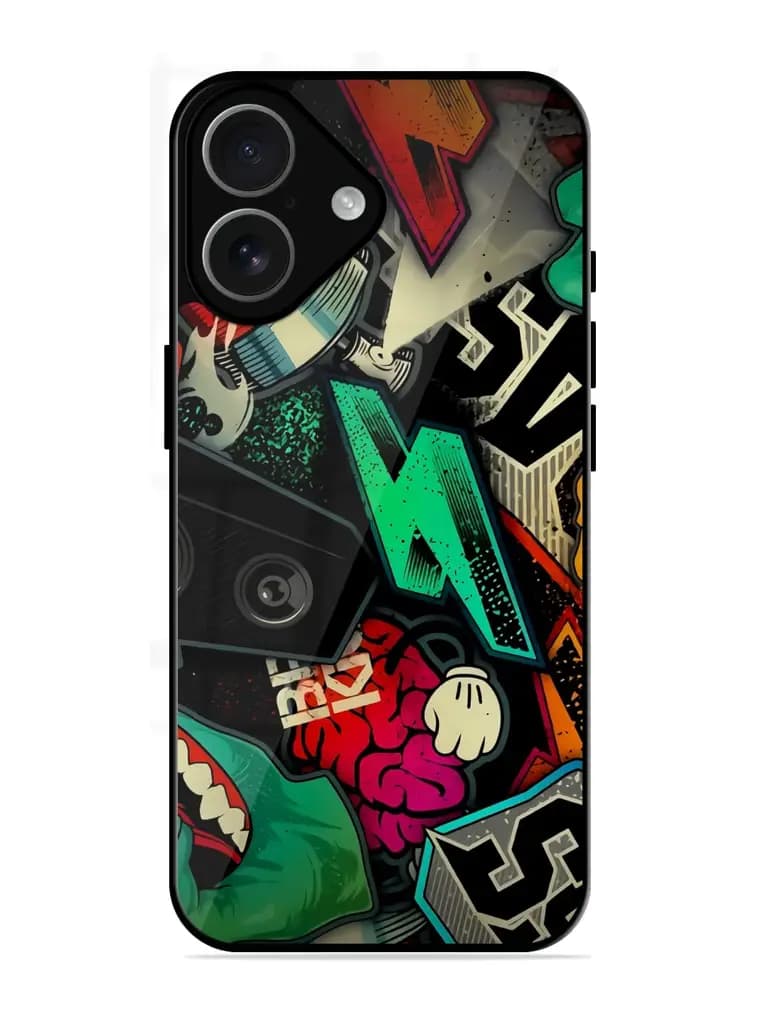 Graffiti Art Glossy Metal Phone Cover for Apple Iphone 17