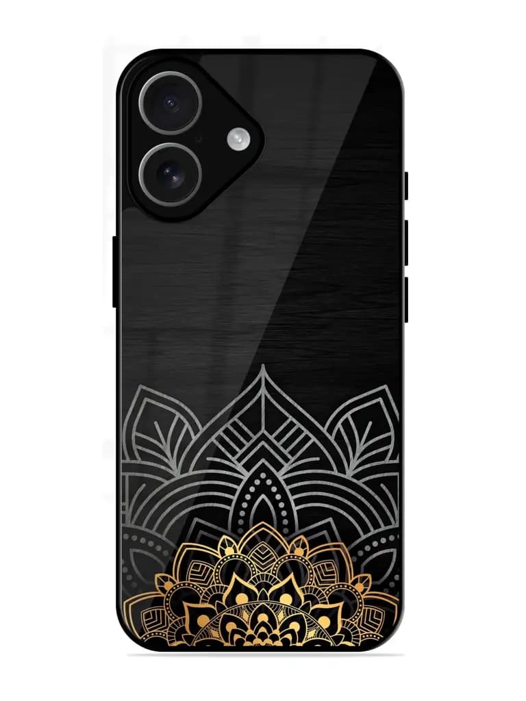 Decorative Golden Pattern Glossy Metal Phone Cover for Apple Iphone 17