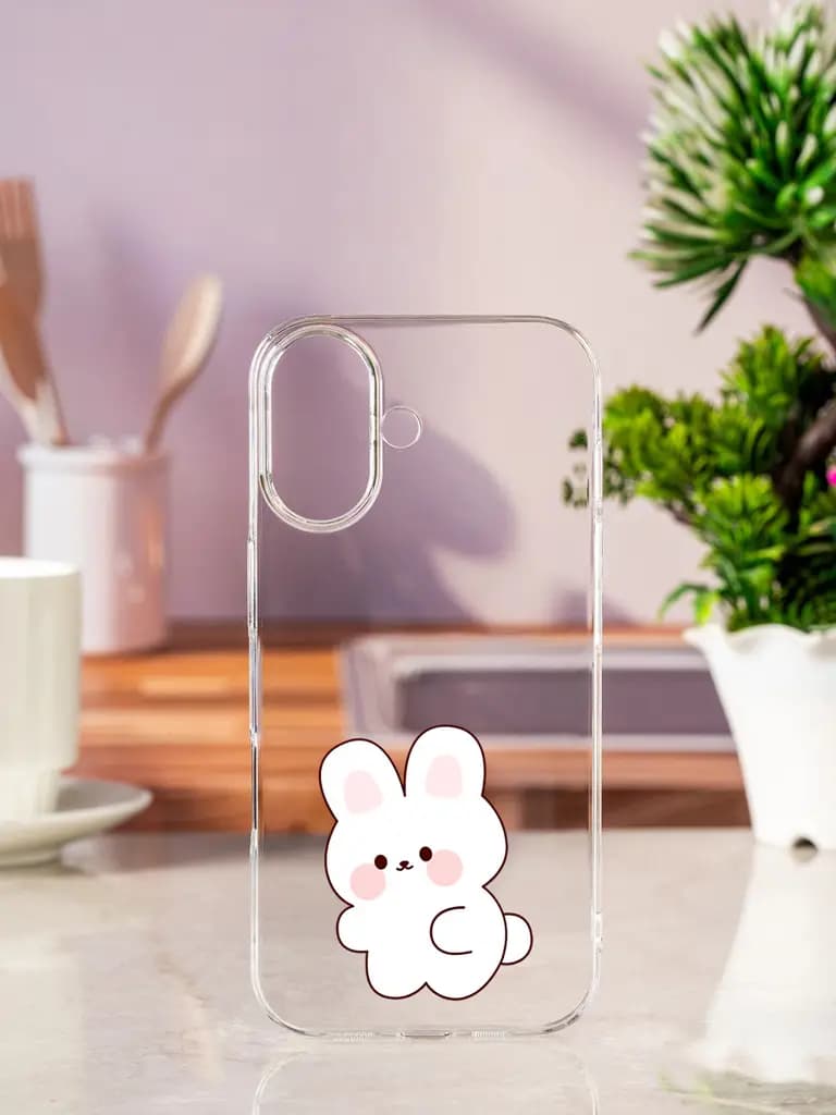 Little Rabbit Bunny And Butterfly Transparent Printed Mobile Case for Apple Iphone 17