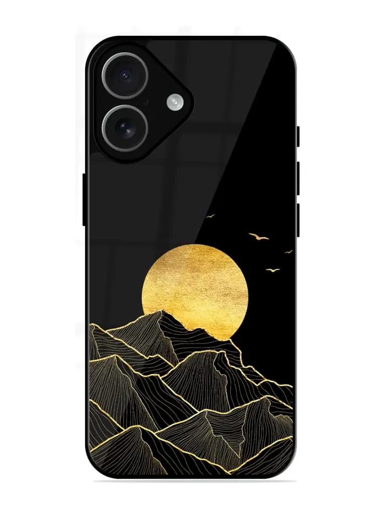 Golden Sunrise Glossy Metal Phone Cover for Apple Iphone 17