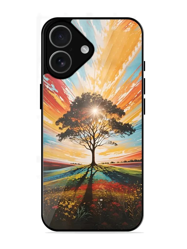 Abstract Tree Colorful Art Glossy Metal Phone Cover for Apple Iphone 17