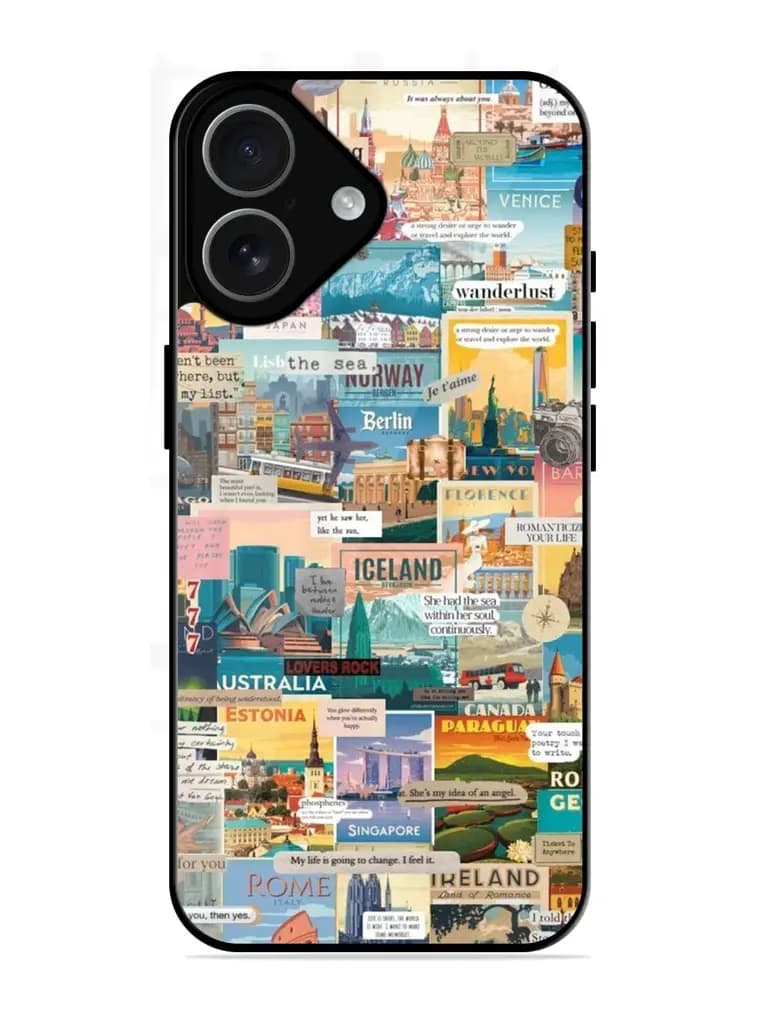 Travel Inspiration Collage Glossy Metal Phone Cover for Apple Iphone 17