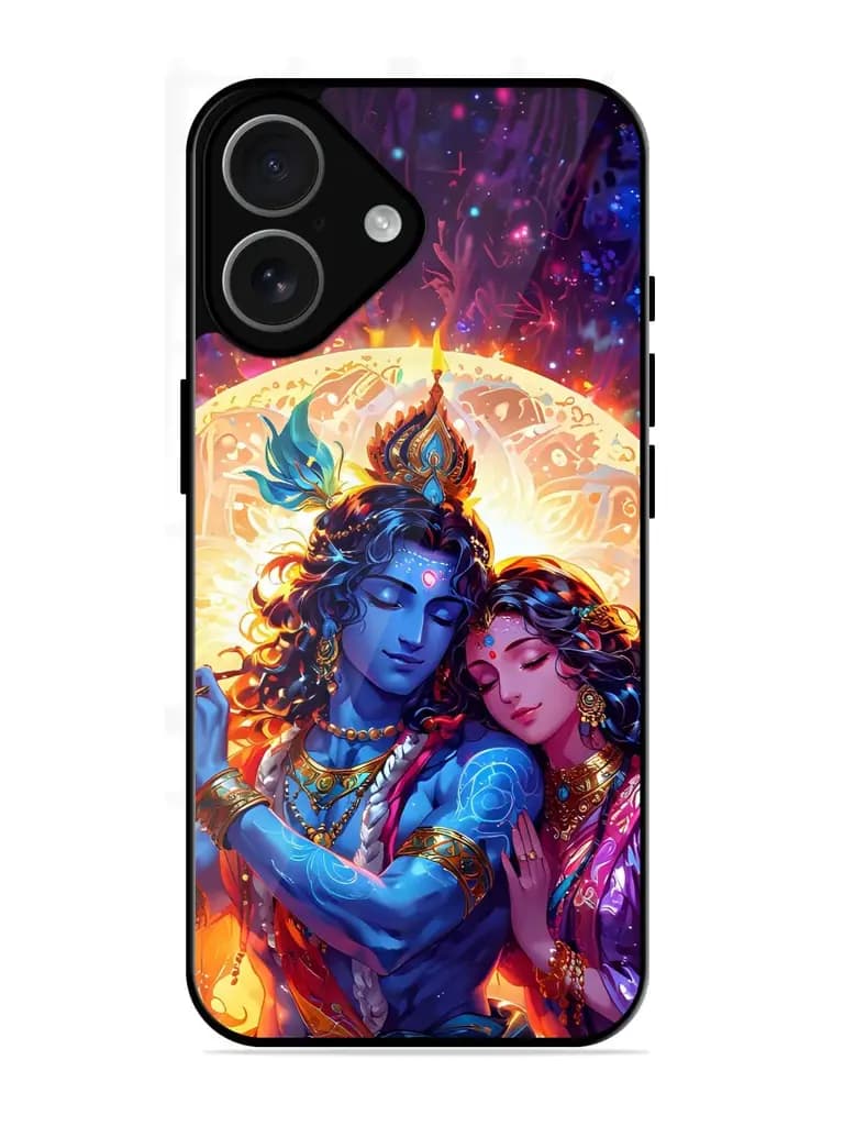 Radha Krishna Art Glossy Metal Phone Cover for Apple Iphone 17