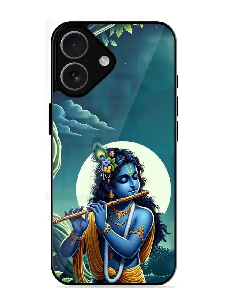 Krishna's Divine Flute Glossy Metal Phone Cover for Apple Iphone 17