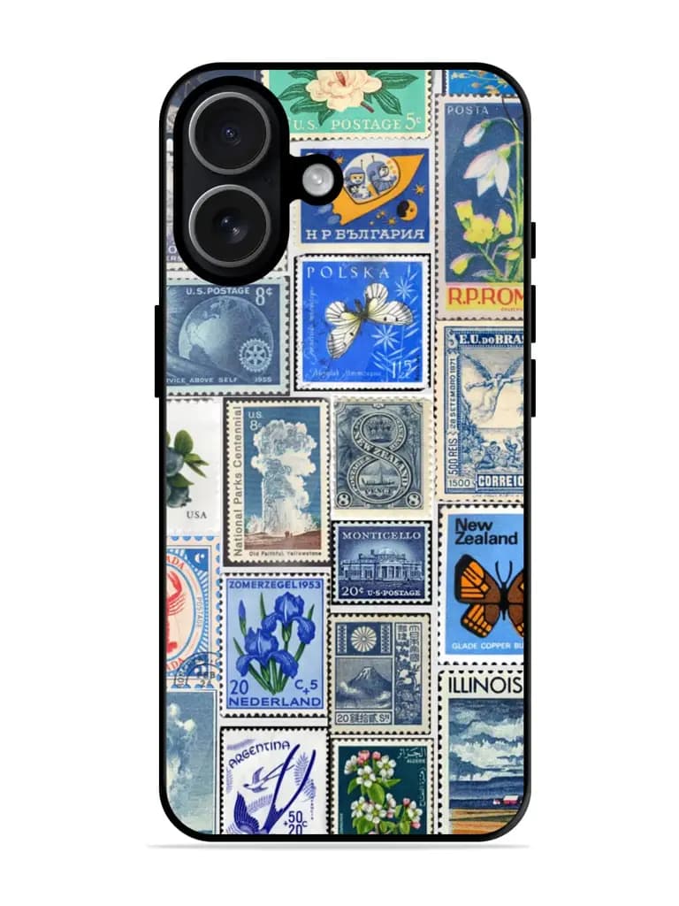 Postage Stamps From Various Countries Premium Glass Case for Apple Iphone 17