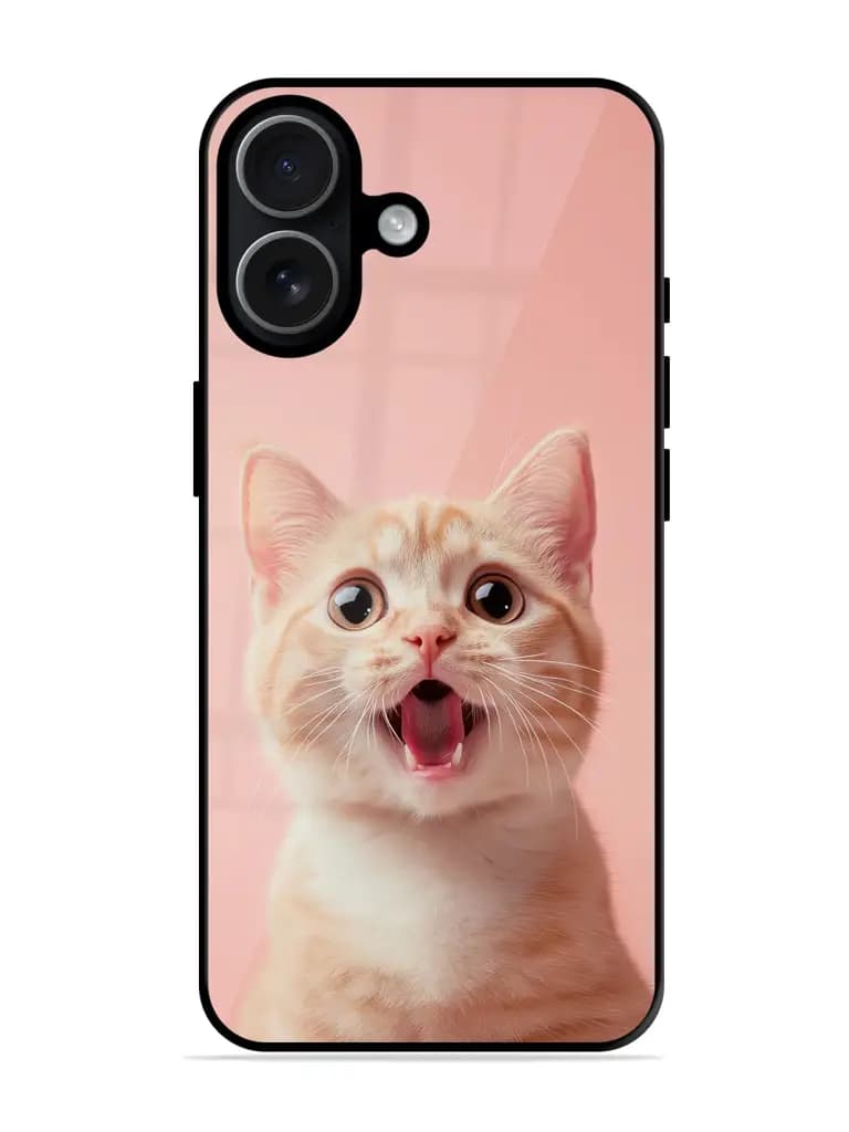 Cute Cat With A Surprised Expression Premium Glass Case for Apple Iphone 17