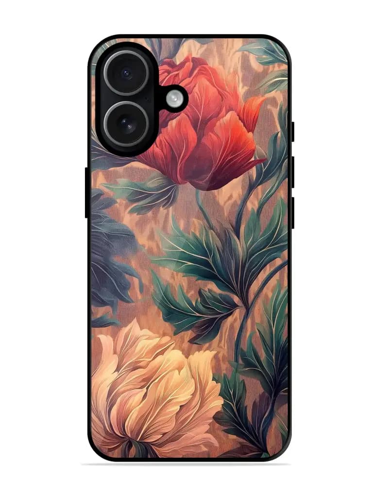 Vintage Red Flower Premium Glass Case for Apple Iphone 17