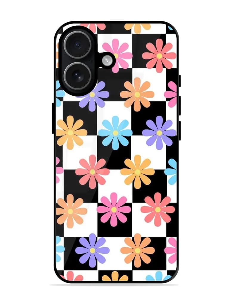 Checkered Pattern Premium Glass Case for Apple Iphone 17