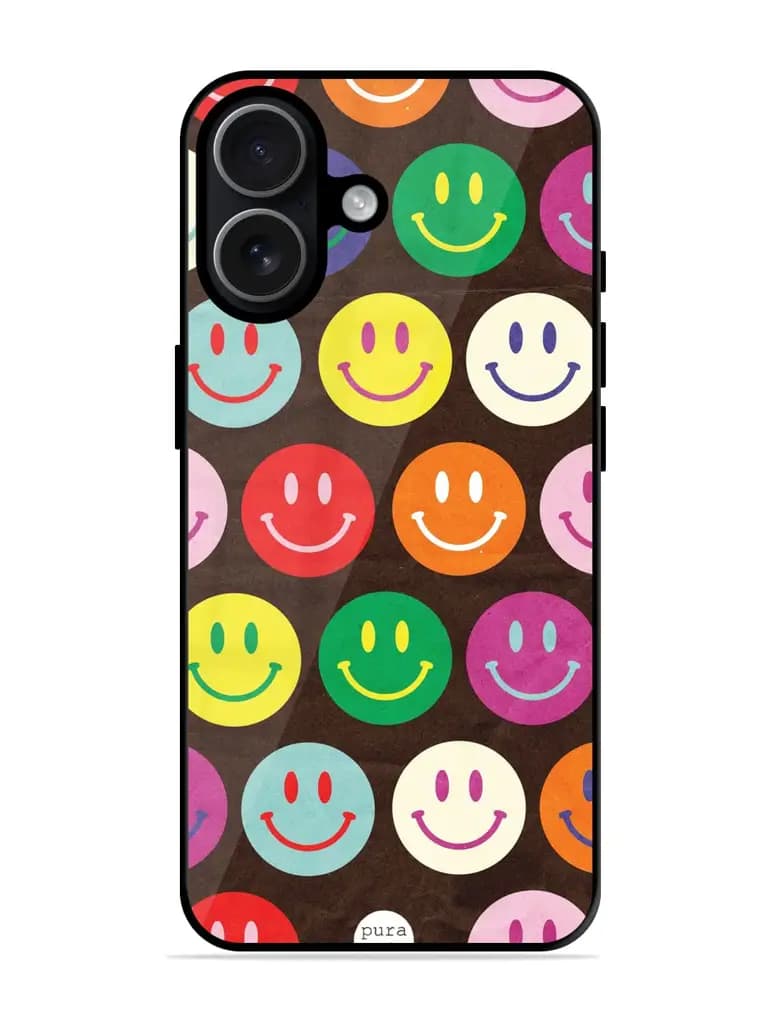 Smiley Pattern Premium Glass Case for Apple Iphone 17