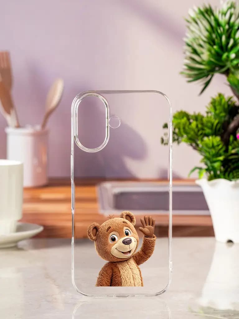 Friendly Bear Transparent Printed Mobile Case for Apple Iphone 17