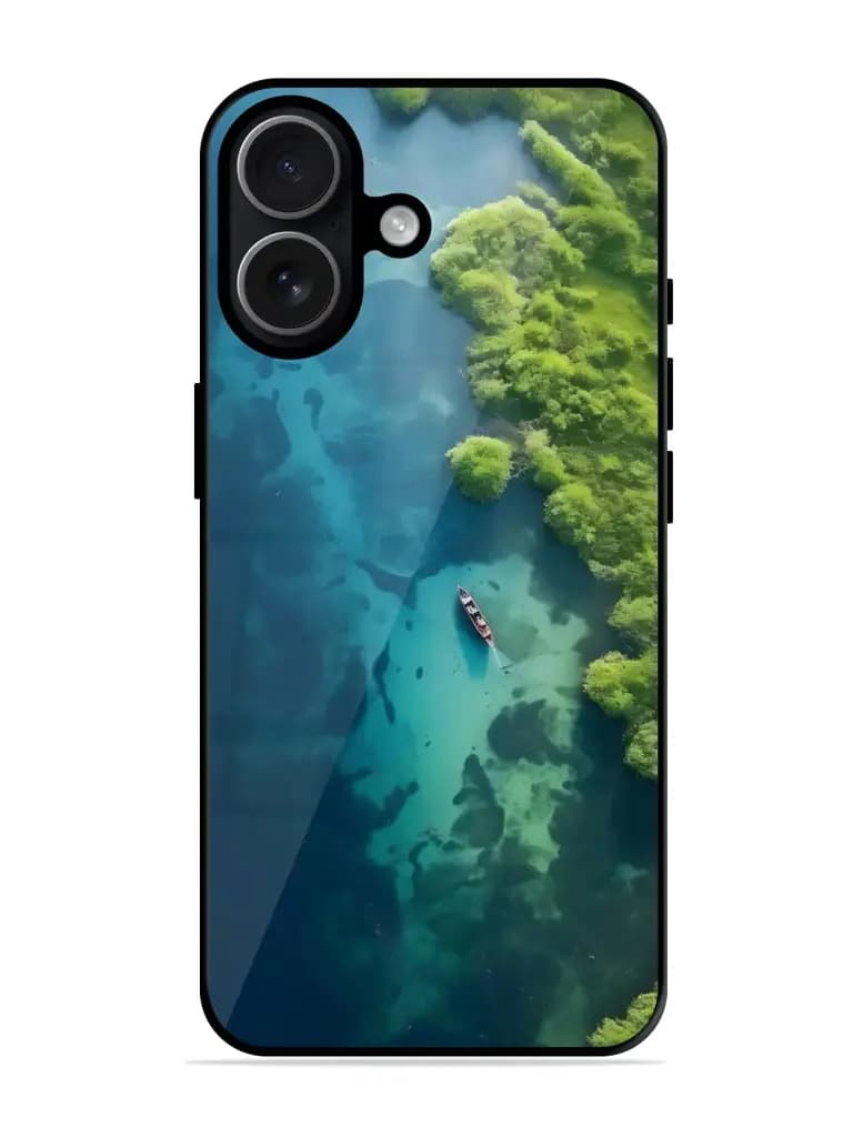 Aerial View Of Lake And Boat Premium Glass Case for Apple Iphone 17