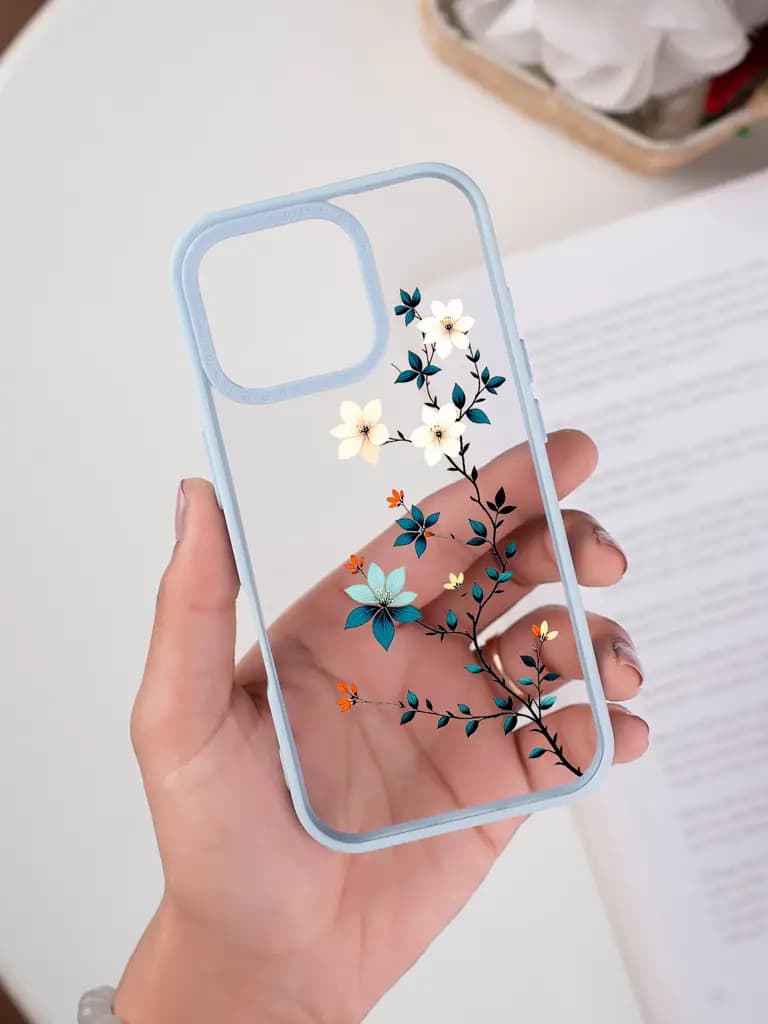 Minimalist Chinoiserie Floral Illustration Transparent Printed Mobile Case for For Apple Iphone 17