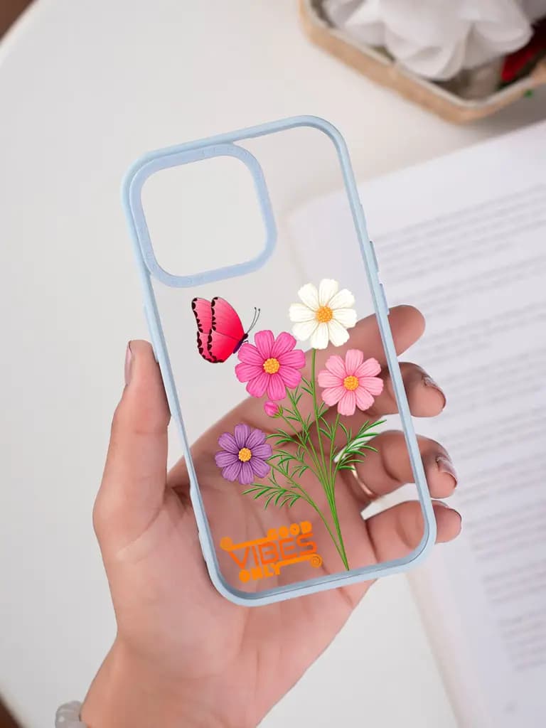 Botanical Good Vibes Only Graphic Transparent Printed Mobile Case for For Apple Iphone 17