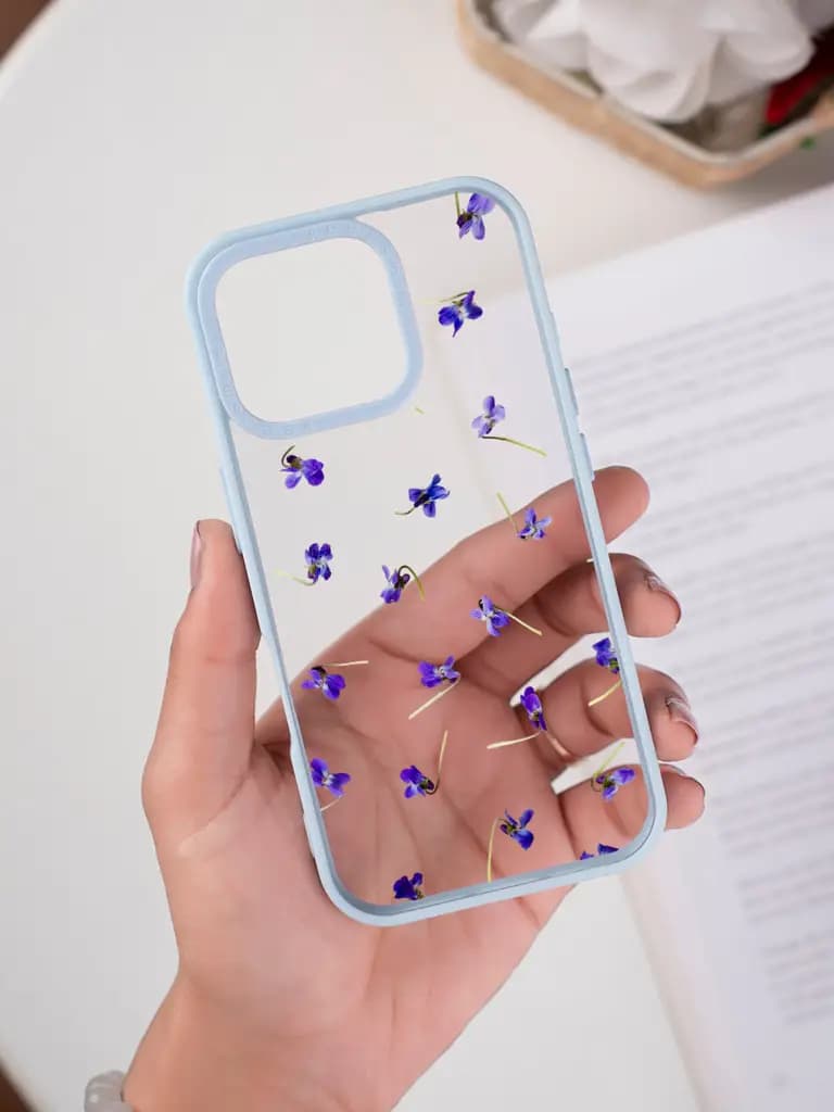 Minimalist Violet Pattern Transparent Printed Mobile Case for For Apple Iphone 17