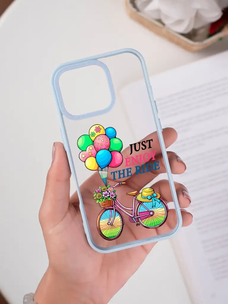 Whimsical Retro Bicycle Illustration Transparent Printed Mobile Case for For Apple Iphone 17