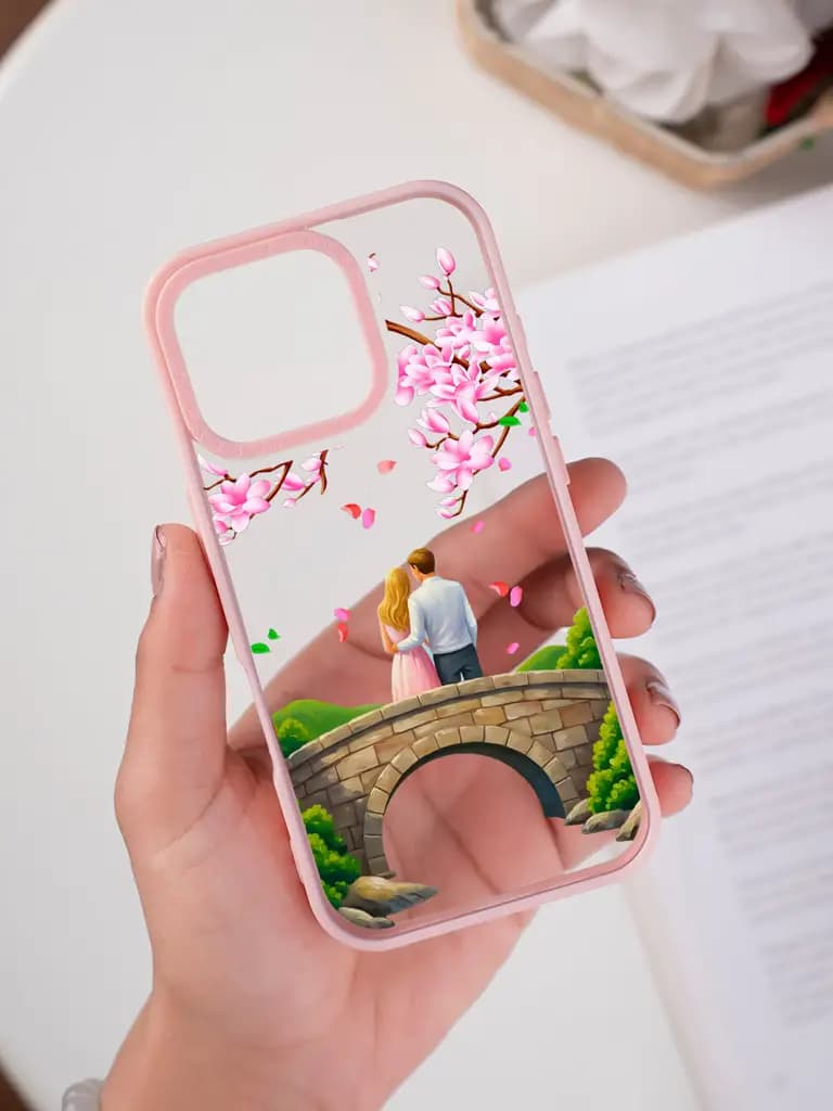 Romantic Landscape Illustration Transparent Printed Mobile Case for For Apple Iphone 17