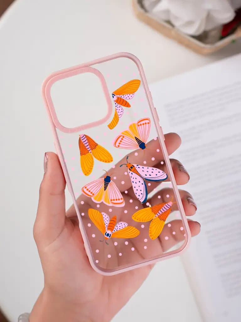 Whimsical Moth Pattern Transparent Printed Mobile Case for For Apple Iphone 17