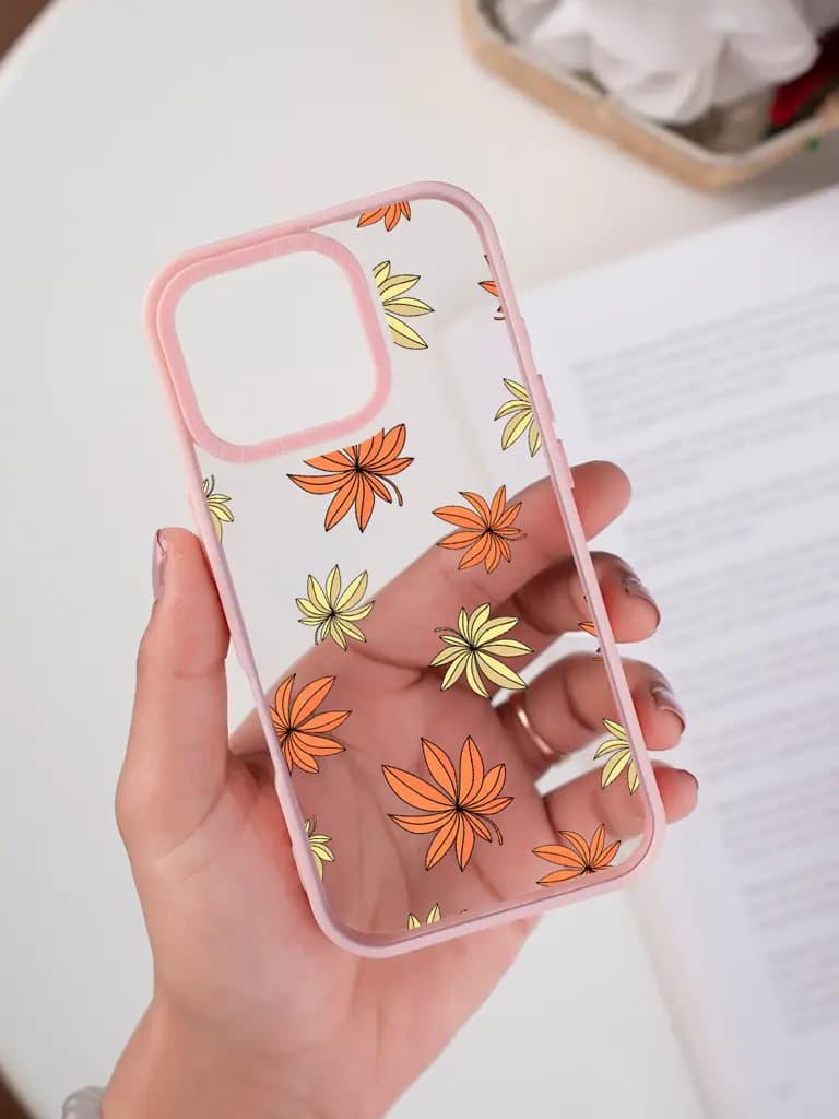 Autumn Leaf Pattern Transparent Printed Mobile Case for For Apple Iphone 17