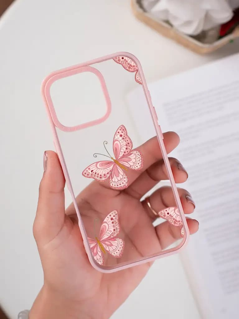 Vintage Botanical Butterfly Pattern Transparent Printed Mobile Case for For Apple Iphone 17