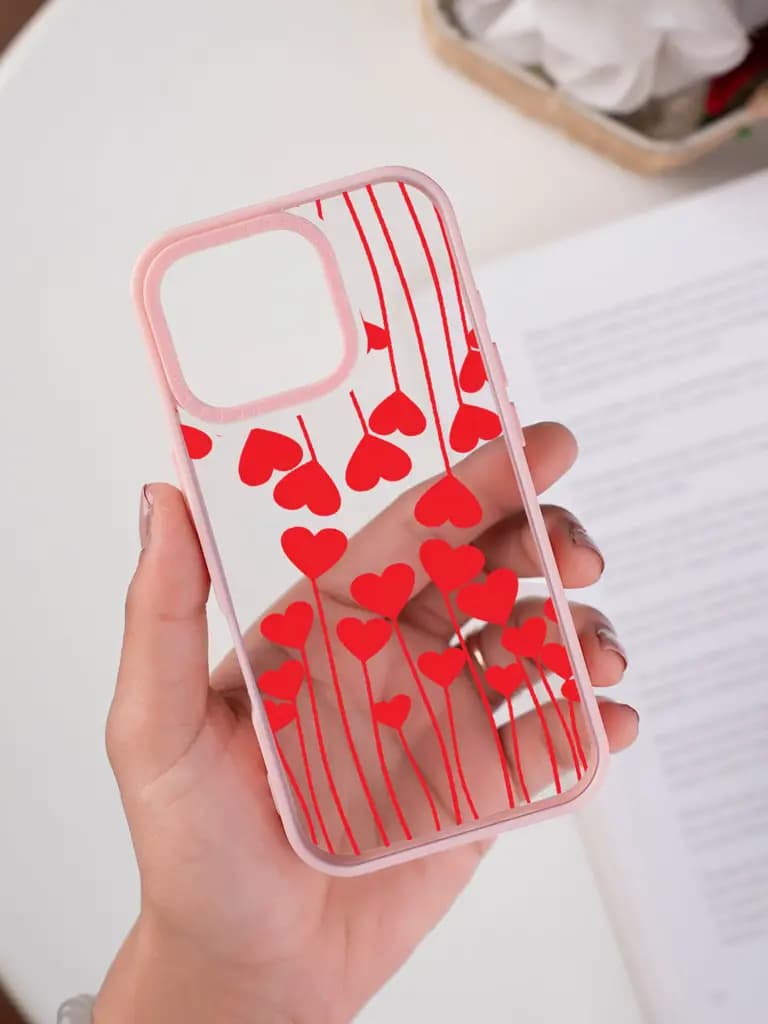 Whimsical Heart Balloon Pattern Transparent Printed Mobile Case for For Apple Iphone 17